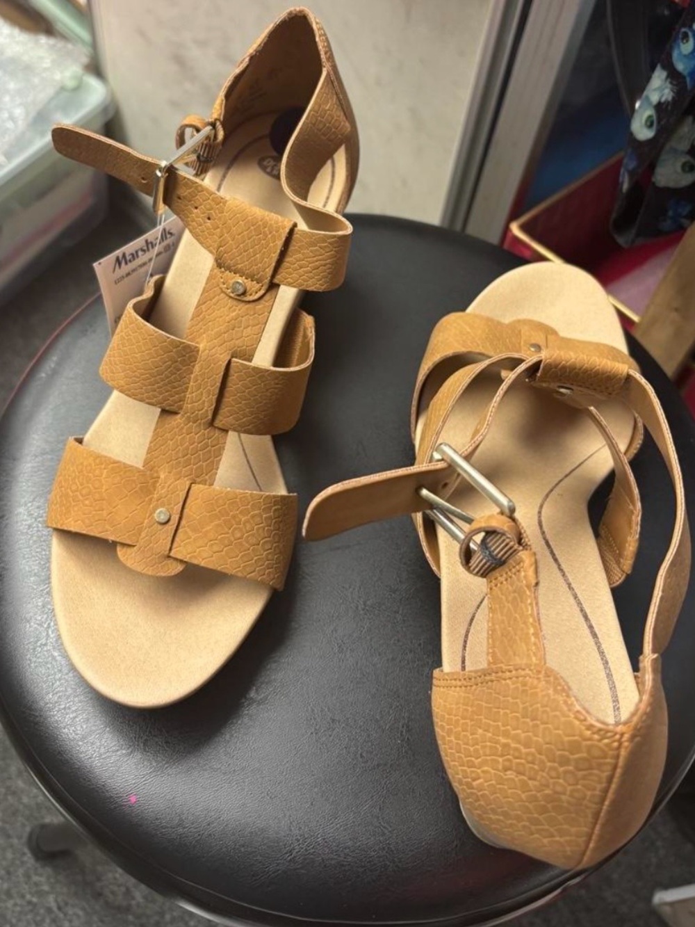 Dr. Scholl's Mustard Tan Strappy Gladiator Sandals